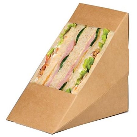 Packnwood Kraft Double Sandwich Wedge Box with Window 209KCK7212